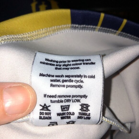 Dirty Dog Rugby Sz Small Navy Yellow Short Sleeve Crew Neck Scuba Jersey Shirt - Picture 10 of 10